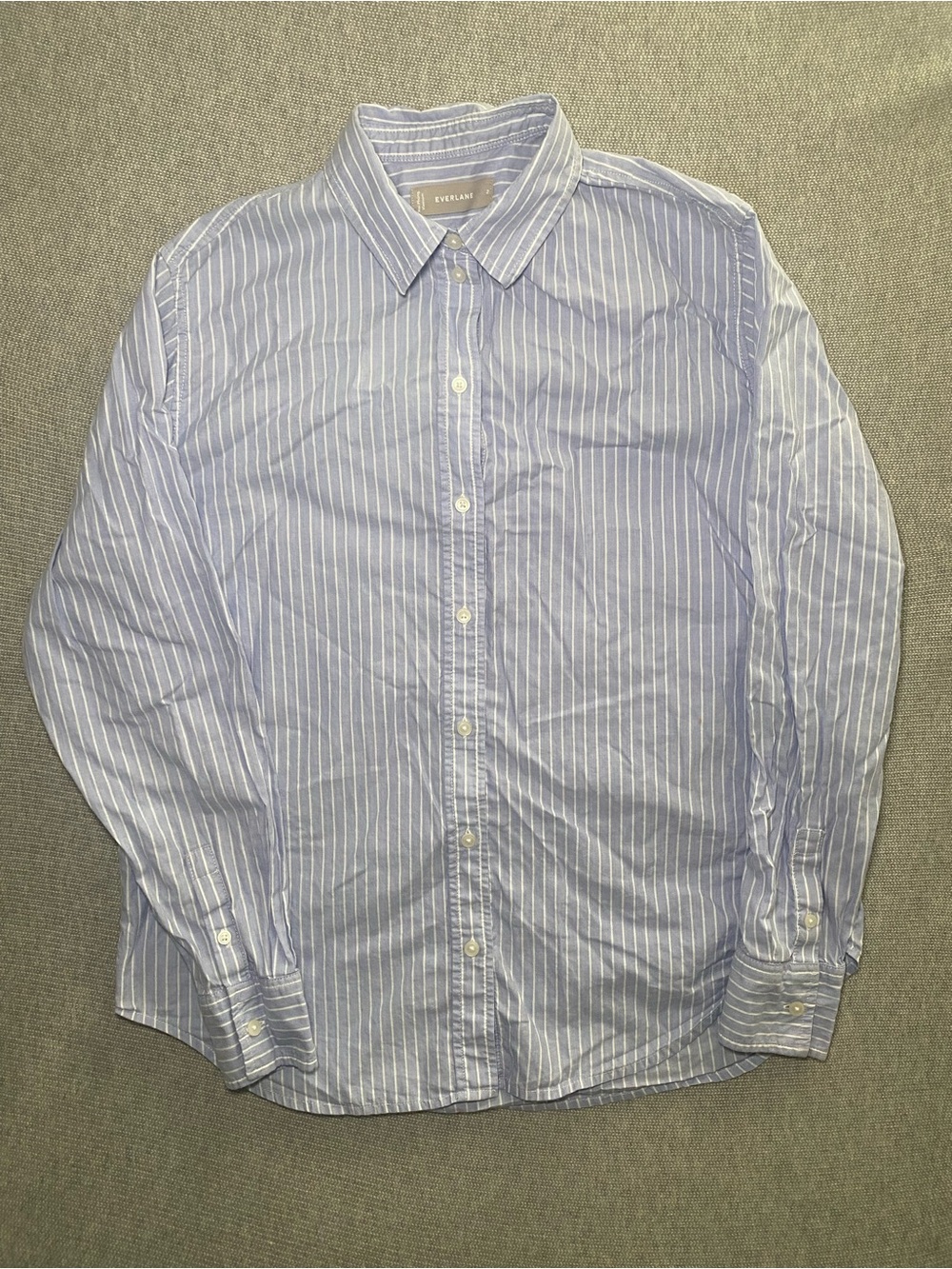 Everlane Oxford Cotton Button Shirt Blue White Stripe Size 2